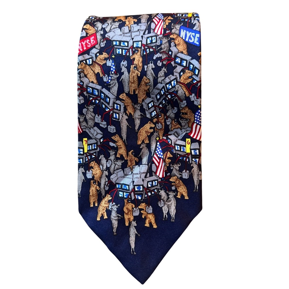 Alyn Neckwear‎ Novelty Tie Bulls and Bears NYSE American Flags